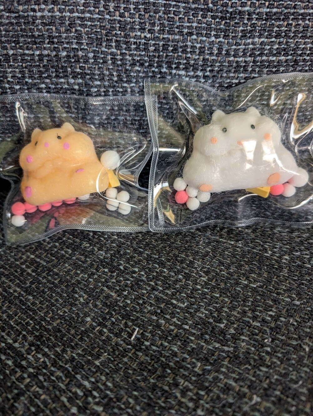 2 Cute Squishy Hamsters With Cheese! - Peach & White